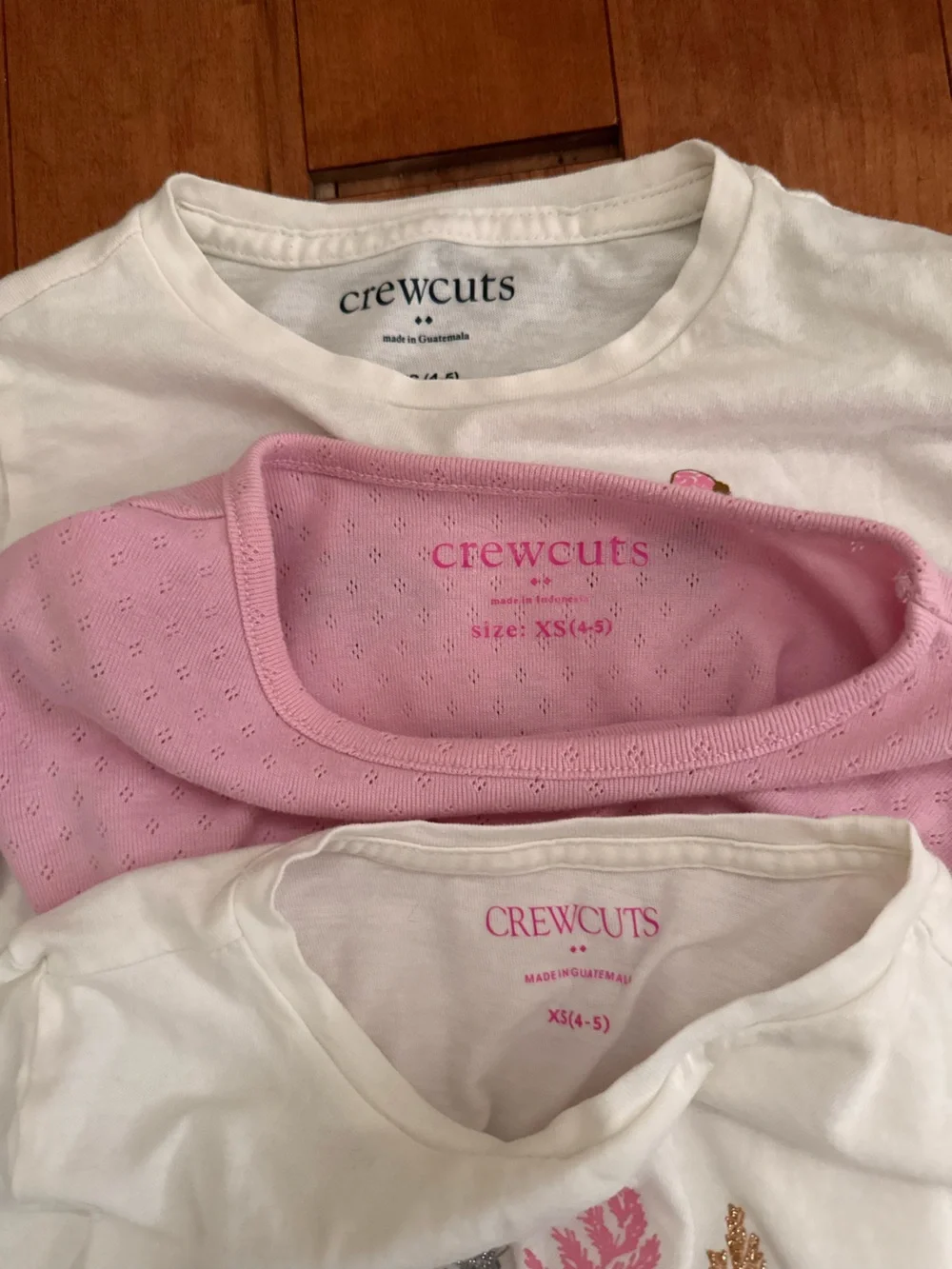 Crewcuts Girls Long-Sleeve Tee Trio in White & Pink